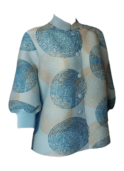 9250008 Circular Print Puff Sleeve Blouse