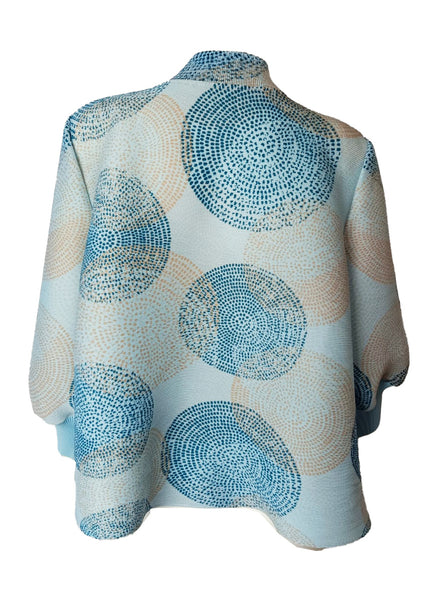 9250008 Circular Print Puff Sleeve Blouse