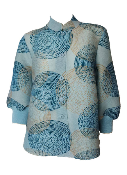 9250008 Circular Print Puff Sleeve Blouse
