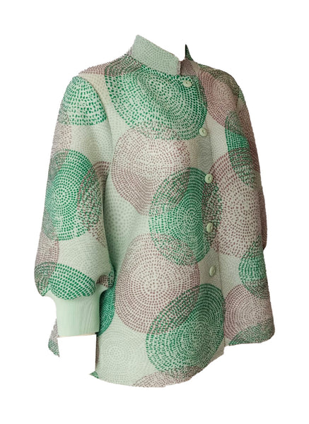 9250008 Circular Print Puff Sleeve Blouse