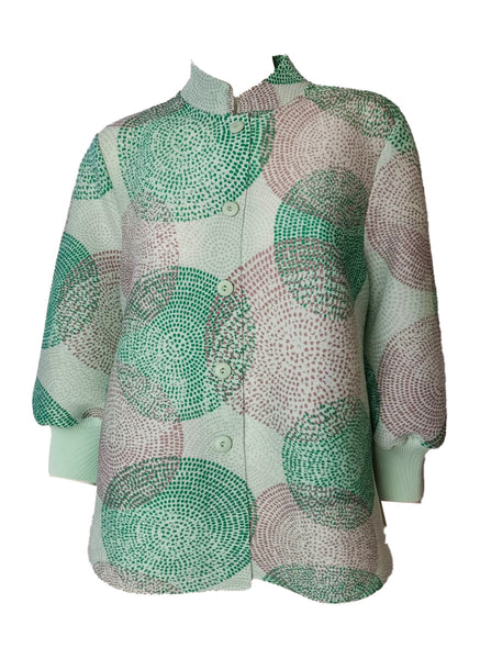 9250008 Circular Print Puff Sleeve Blouse