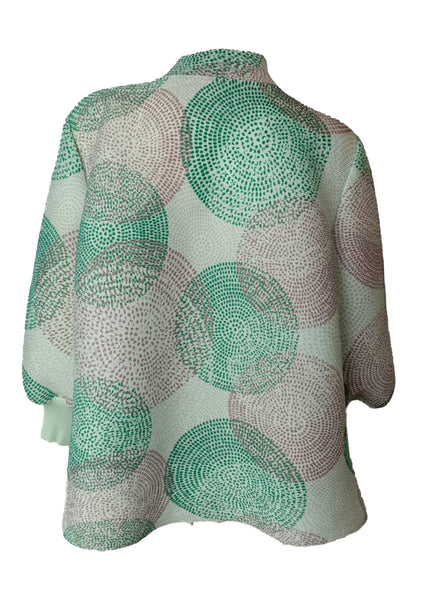 9250008 Circular Print Puff Sleeve Blouse