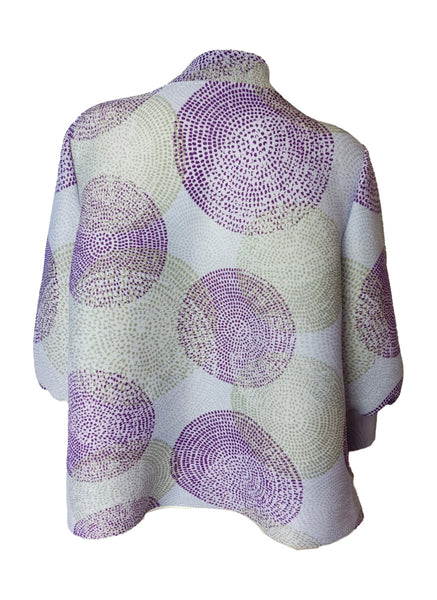 9250008 Circular Print Puff Sleeve Blouse