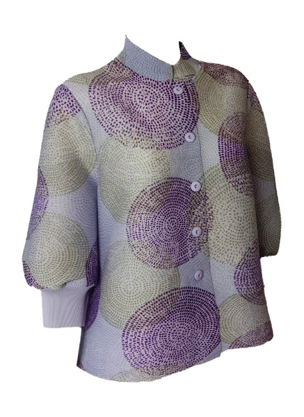 9250008 Circular Print Puff Sleeve Blouse
