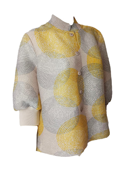 9250008 Circular Print Puff Sleeve Blouse