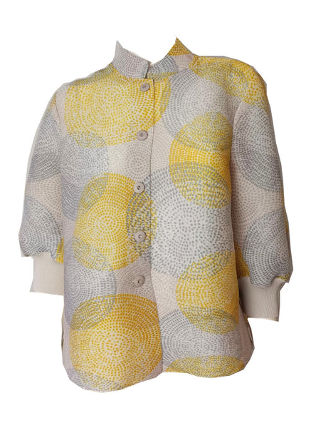 9250008 Circular Print Puff Sleeve Blouse