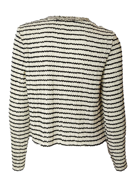 9250010 Stripes Pleated-Knit Cardigan