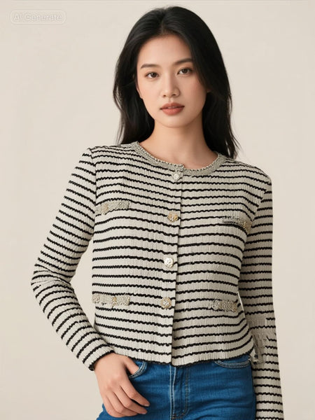 9250011 Stripes Pleated Pants