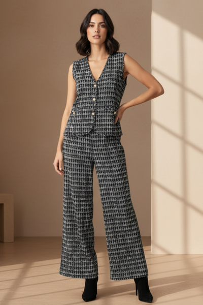 Tweed Style Top & Pants Set
