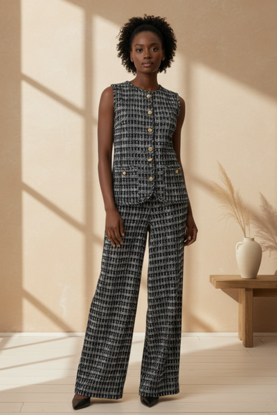 Tweed Style Top & Pants Set