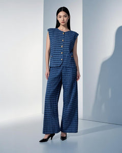 9250012 Tweed Style Top & Pants Set