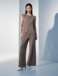 9250012 Tweed Style Top & Pants Set