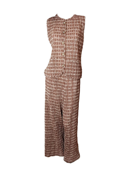 9250012 Tweed Style Top & Pants Set