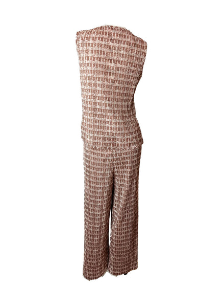 9250012 Tweed Style Top & Pants Set