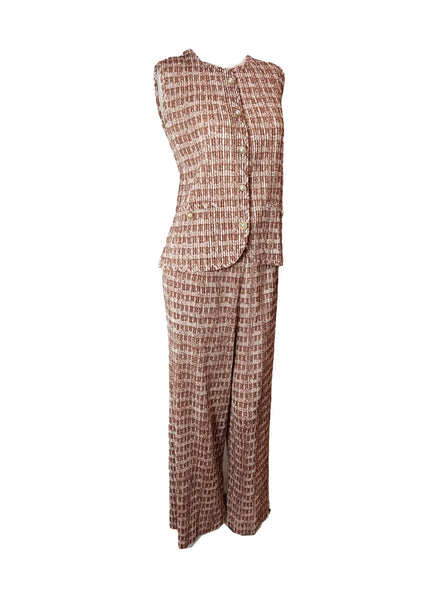9250012 Tweed Style Top & Pants Set