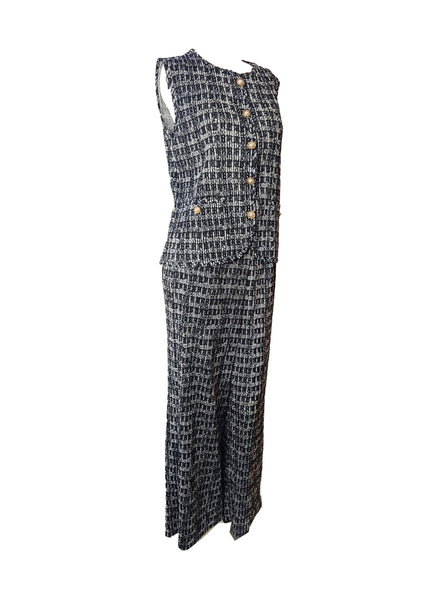 9250012 Tweed Style Top & Pants Set