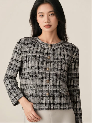 9250013  Tweed Style Pleated Jacket
