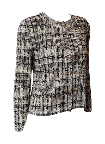 9250013  Tweed Style Pleated Jacket