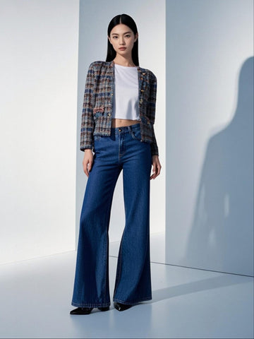 9250013  Tweed Style Pleated Jacket