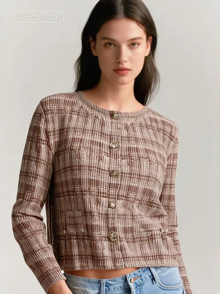 9250013  Tweed Style Pleated Jacket