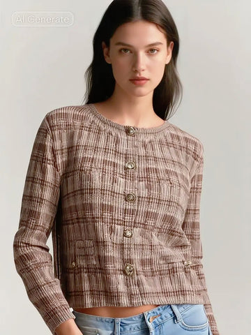 9250013  Tweed Style Pleated Jacket