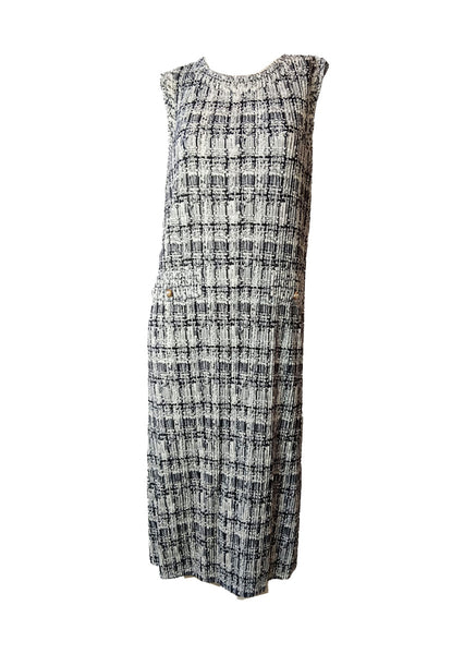 9250014 Tweed Style Pleated Dress