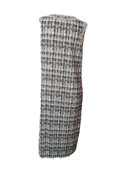 9250014 Tweed Style Pleated Dress