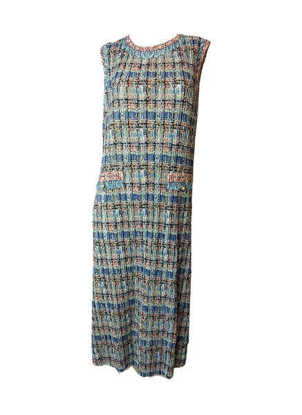 9250014 Tweed Style Pleated Dress