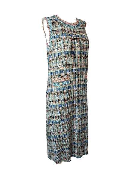9250014 Tweed Style Pleated Dress