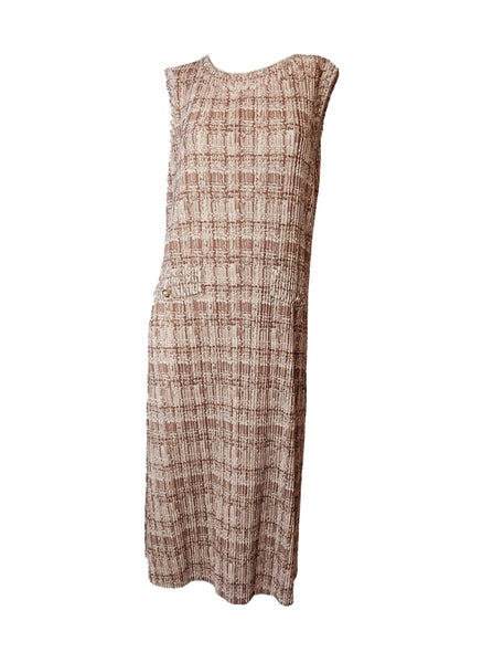 9250014 Tweed Style Pleated Dress