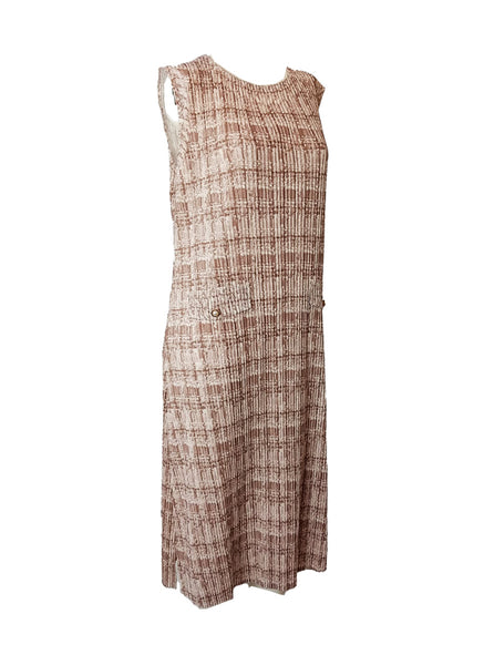 9250014 Tweed Style Pleated Dress