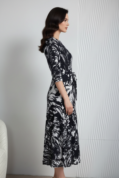 Botanical Print Pleated Midi Dress