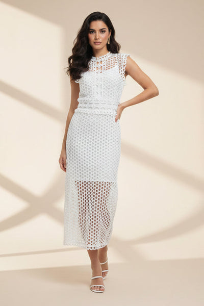Lace Yoke Midi Dress