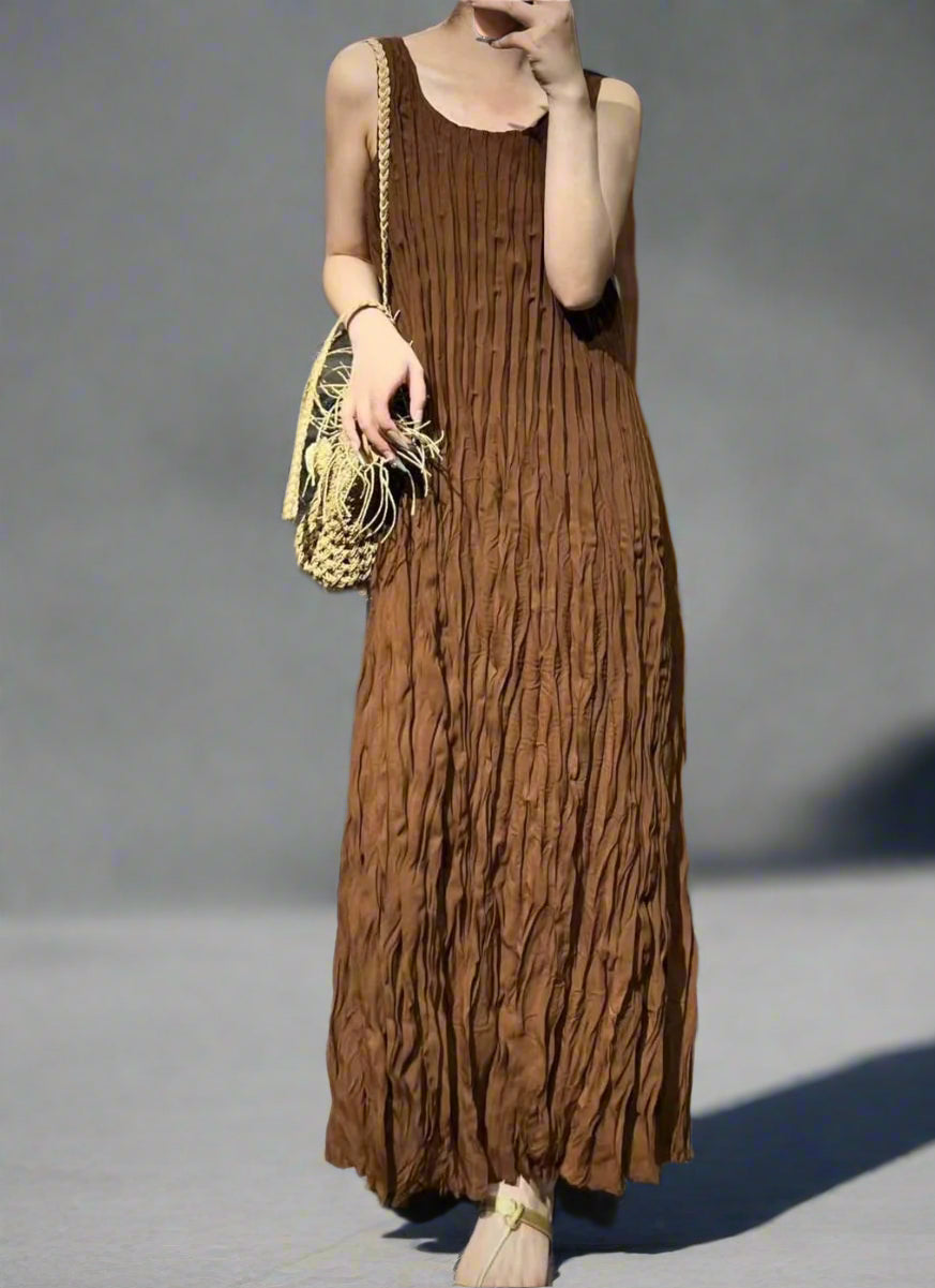 5250013 Pleated Long Dress