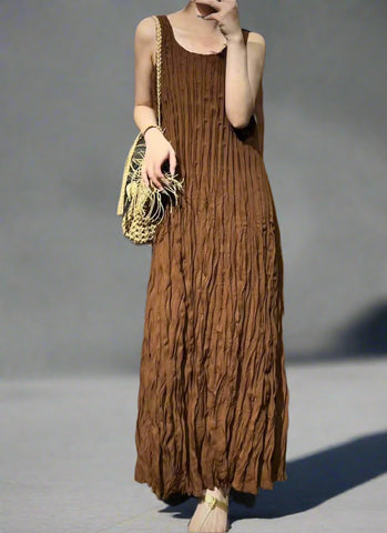 5250013 Pleated Long Dress