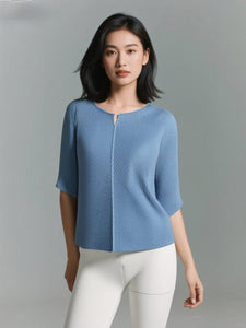 3250083 Short Sleeved Pleats Top