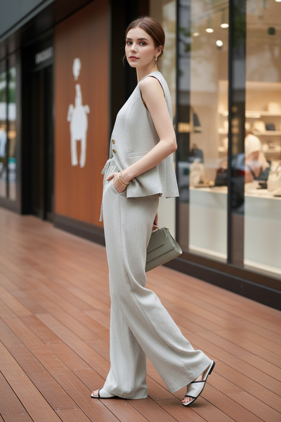 Straight-cut Drawstring Linen Pants