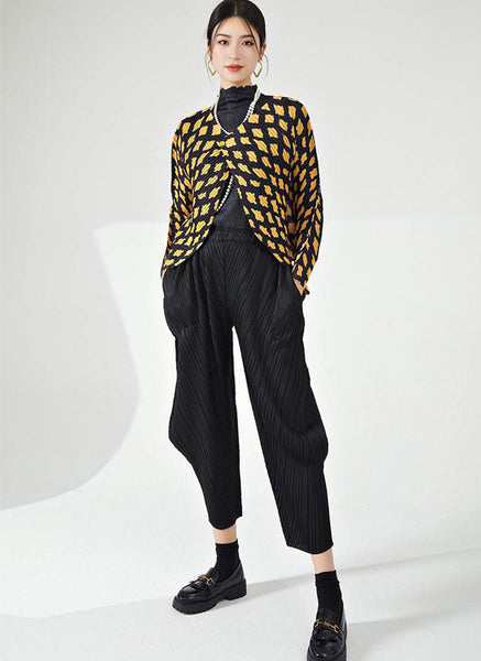 D240004 Long Sleeve Pleated Cardigan