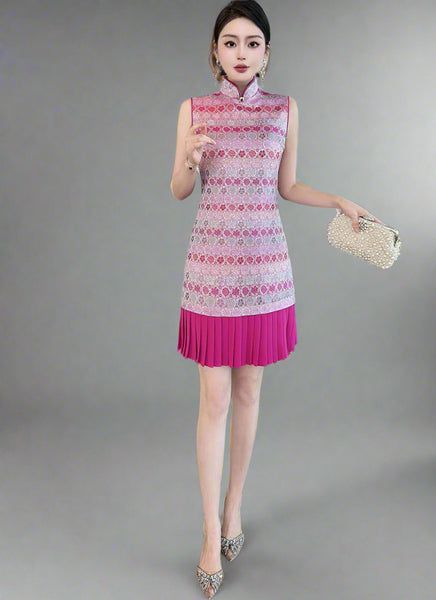 D240006 Mandarin Collar Embroidered Cheongsam