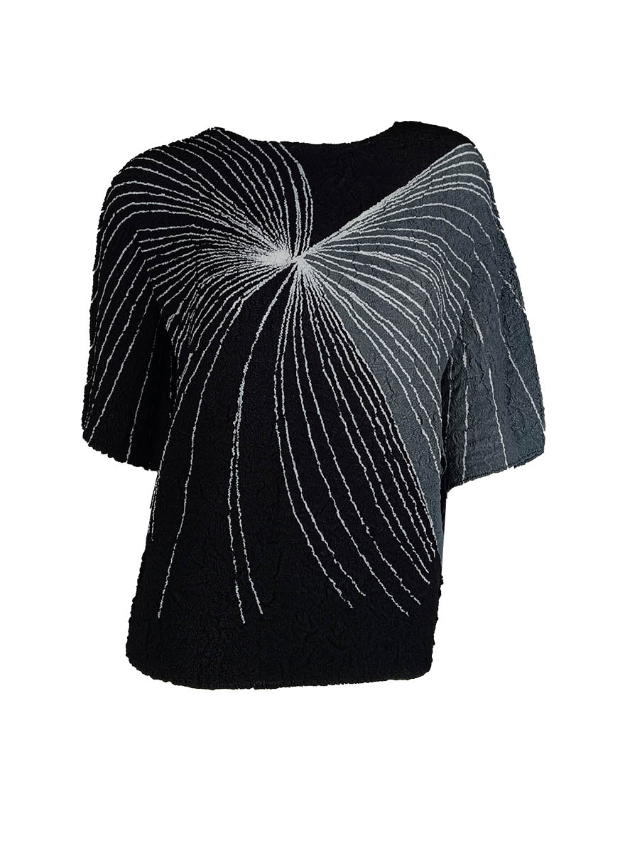 D240017 Contrast Color Pleated Top