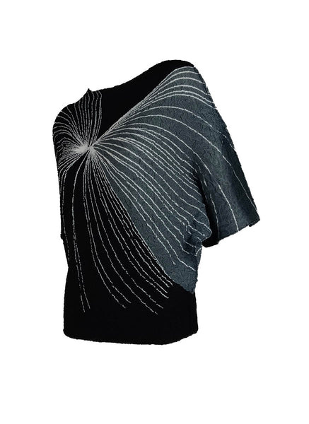 D240017 Contrast Color Pleated Top