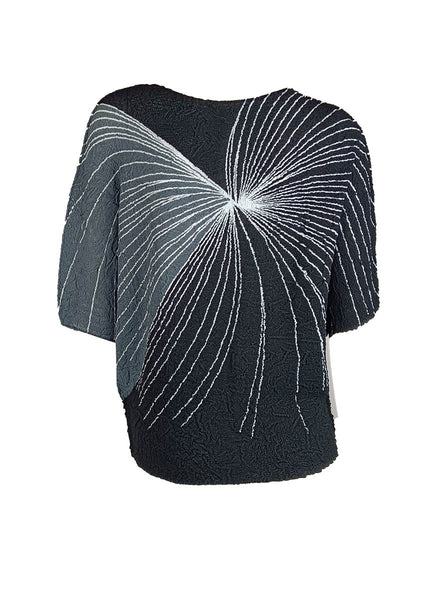 D240017 Contrast Color Pleated Top