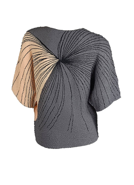 D240017 Contrast Color Pleated Top