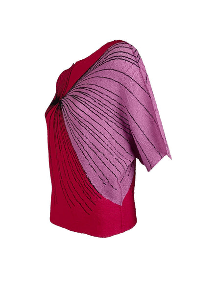 D240017 Contrast Color Pleated Top