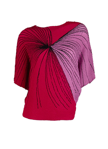 D240017 Contrast Color Pleated Top