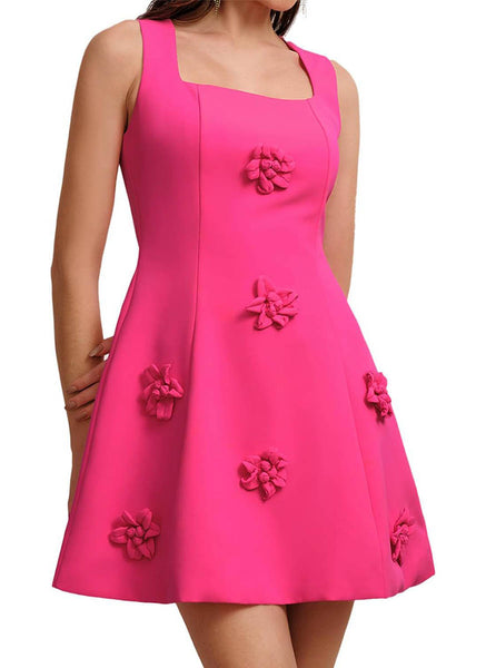 D240033 Square Neck Floral Dress *Last Piece