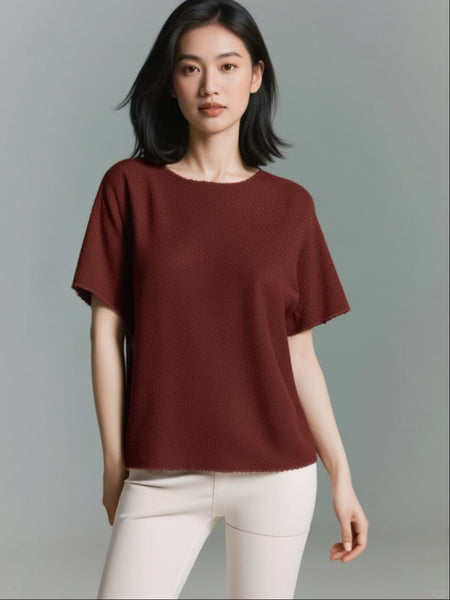 Textured Floral Creased Top