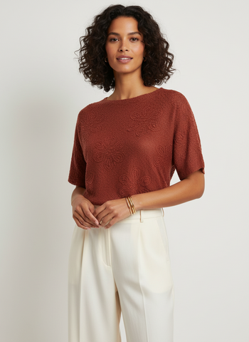 Textured Floral Creased Top