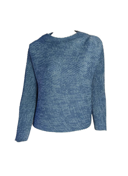 Denim Print Pleated Top