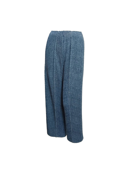 Denim Print Pleated  Pants
